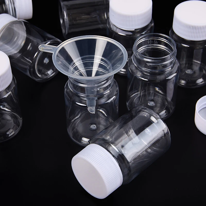 플라스틱 PET 투명 빈 도장 병, 고체 분말 약 알약 바이알 용기, 리필 가능한 병, 약제 포장 병, 10 개