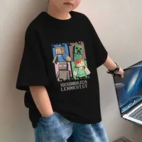2025 Summer Boys New Cartoon Game Print Cool Kids Tee Harajuku Japanese Tee Cotton Kids Tee Short Sleeve Round Neck T Shirt