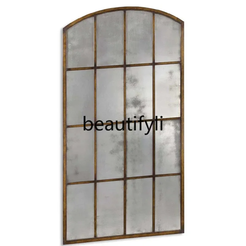 E182 Vintage bedroom home decorative mirror arch art dining room false window full body mirror attached to the wall