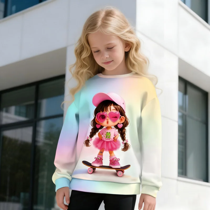 سويت شيرت للأطفال متدرج نابض بالحياة لعام 2025 مع طباعة كرتونية لطيفة #4