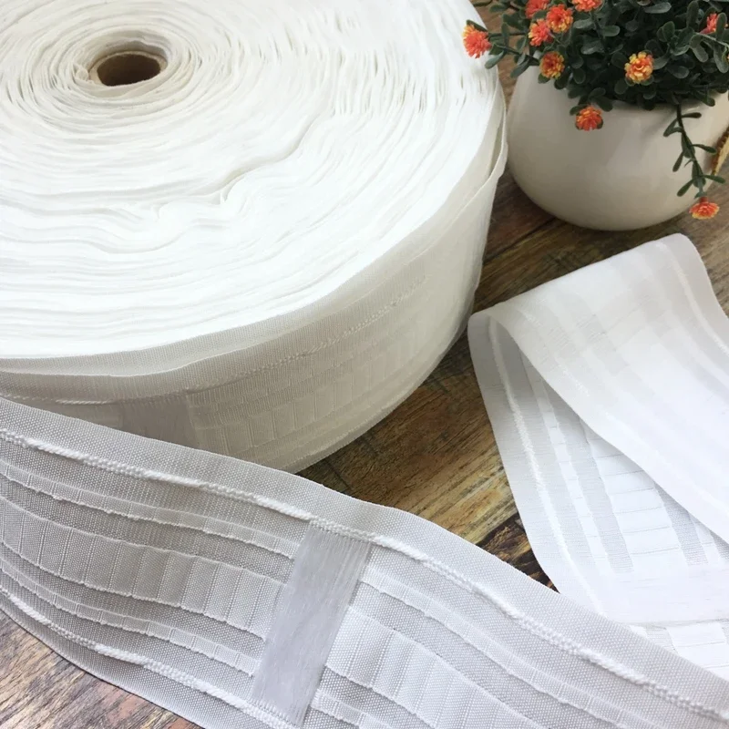 5~30 Meters Pull Pleated Tape Multifunction Hook Tape Pleat tape for Curtain Rod Rail White Non Woven Curtain Accessories CP137H