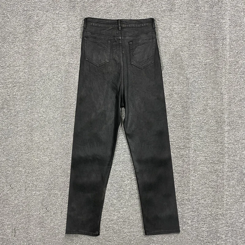 Black New American Style Black Pants Pocket Decoration Zipped Straight Black Jeans High Quality Niche Design Trousers D1320