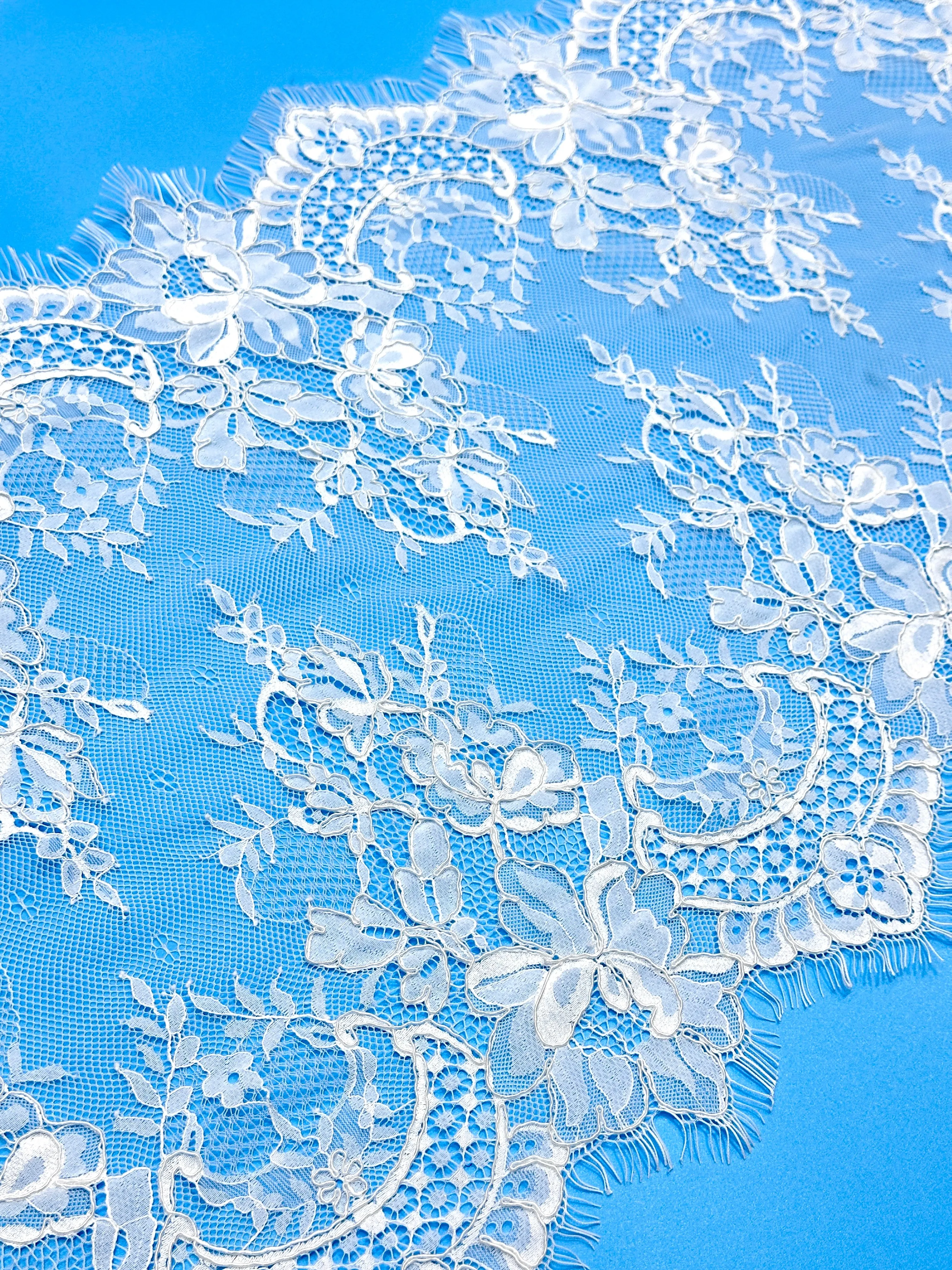 Romantic Bridal Lace Trim Couture-Grade Sparkly Beaded Sheer Mesh with Floral Patterns for Wedding Dress