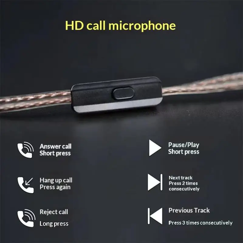 High Purity Copper Earphone Upgrade Cable Inline Mic Lossless HiFi Sound for Mobile Gaming Audio Experience