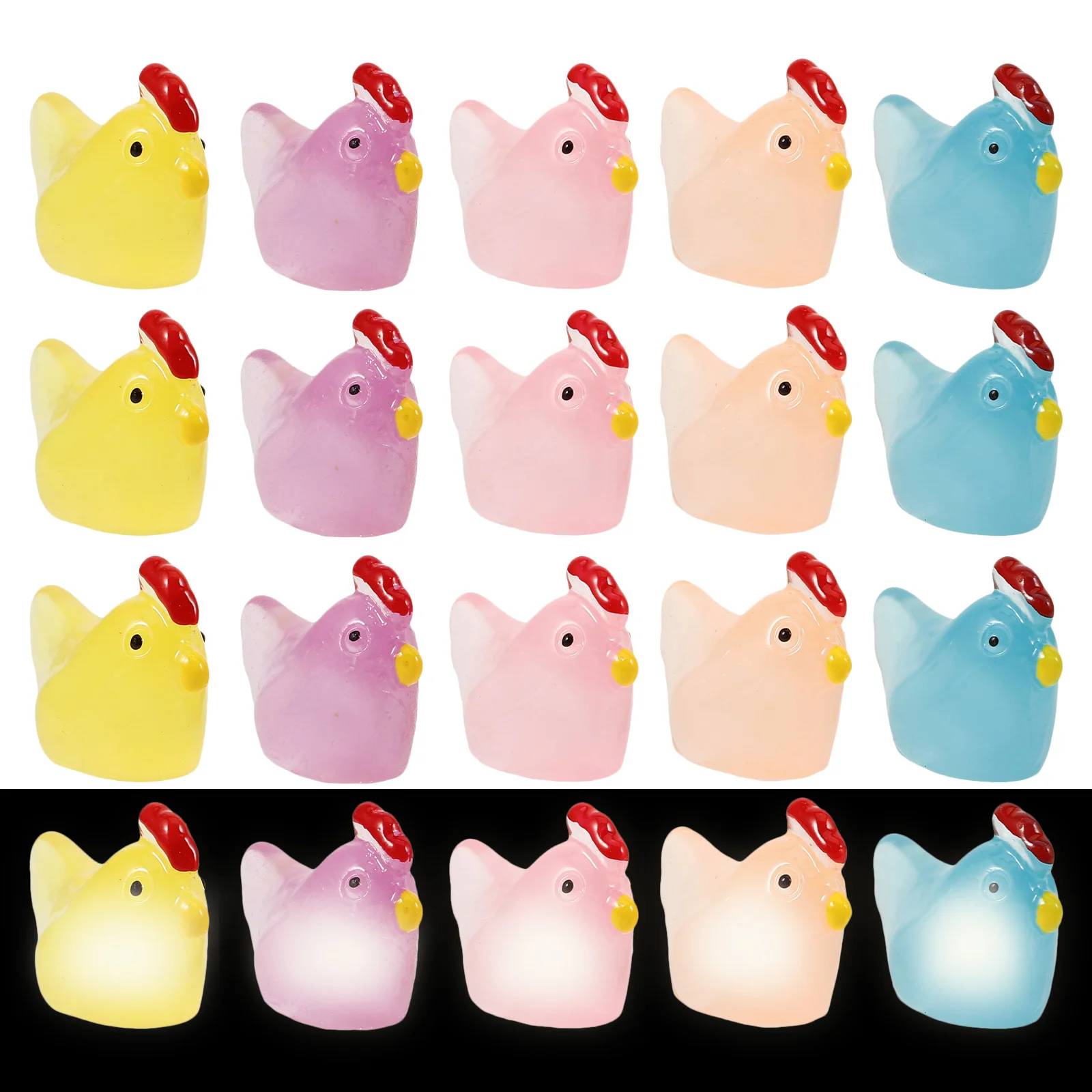 

Chicken Ornaments Glow Mini Garden Decoration Miniature Figurines Animal Glowing
