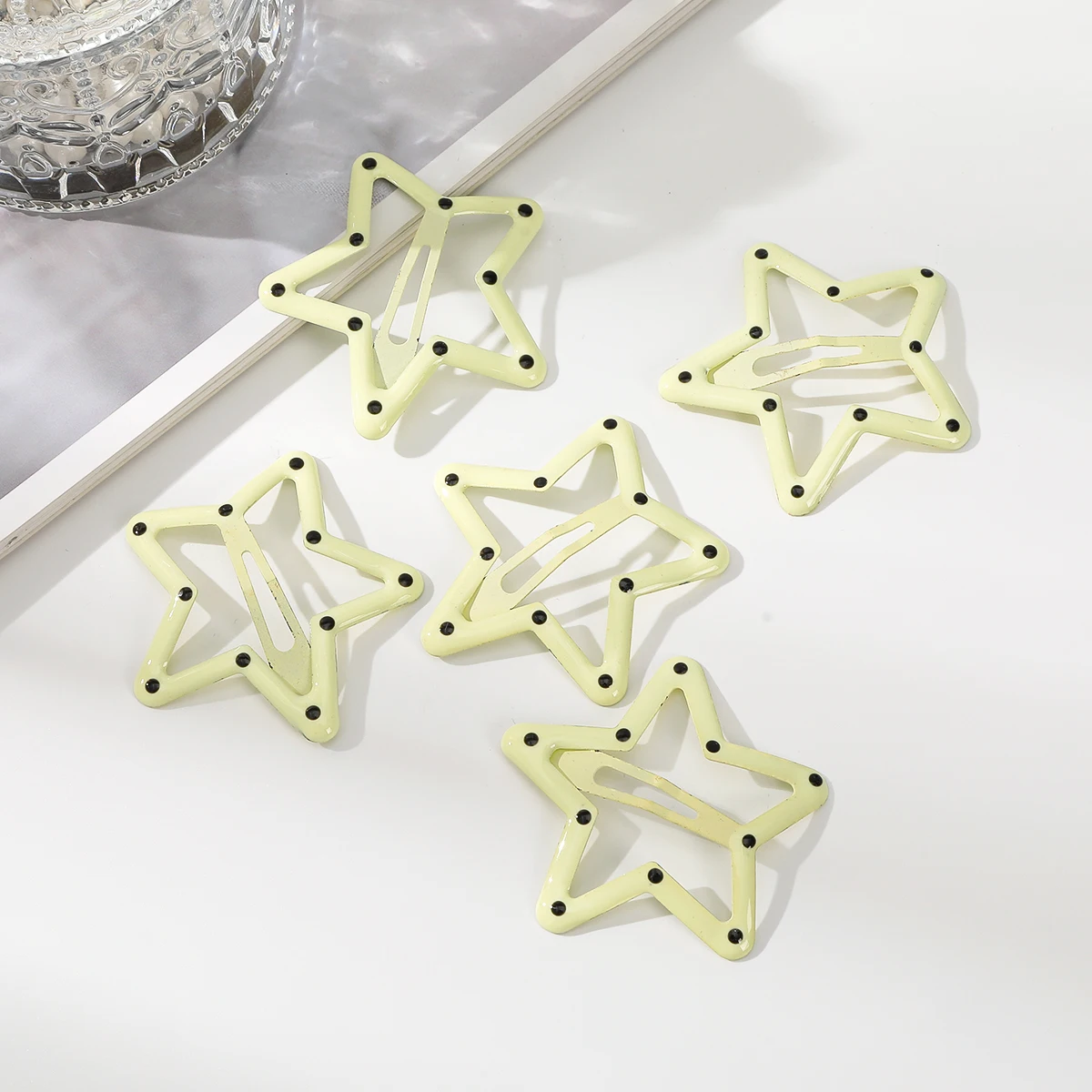 AWAYTR 5PCs Speckled Star Hairpins Hair Clips Duckbill Clip Bobby Pin Hairpin Metal Hair Grip Barrette Hair Accessories