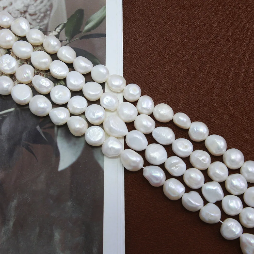 

High Quality 11-12mm Baroque Shapes White Natural Freshwater Pearls Loose Beads Jewelry Making DIY Necklace Bracelet Earrings