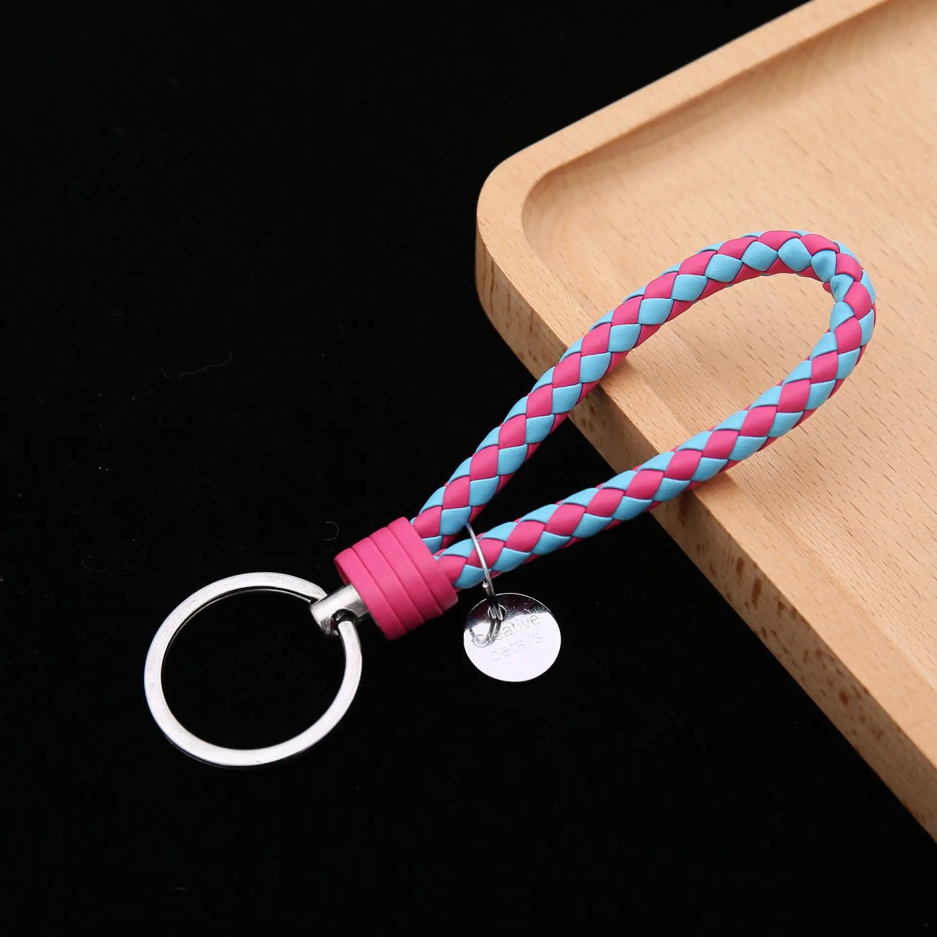 New PU Rope Keychains Woven Car Key Ring Women Bag Pendant Best Couple Party Gift Key Chain