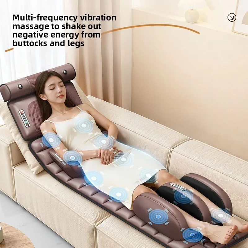 Massage mattress for neck back legs feet, and whole body; multi-functional home reclining chair cushion with electric massager.