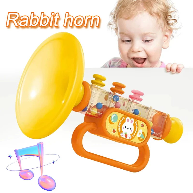Cartoon Rabbit Trumpet Mini Multi Function Playable Musical Instrument Funny Early Educational Creative Learning Horn Toy Gift