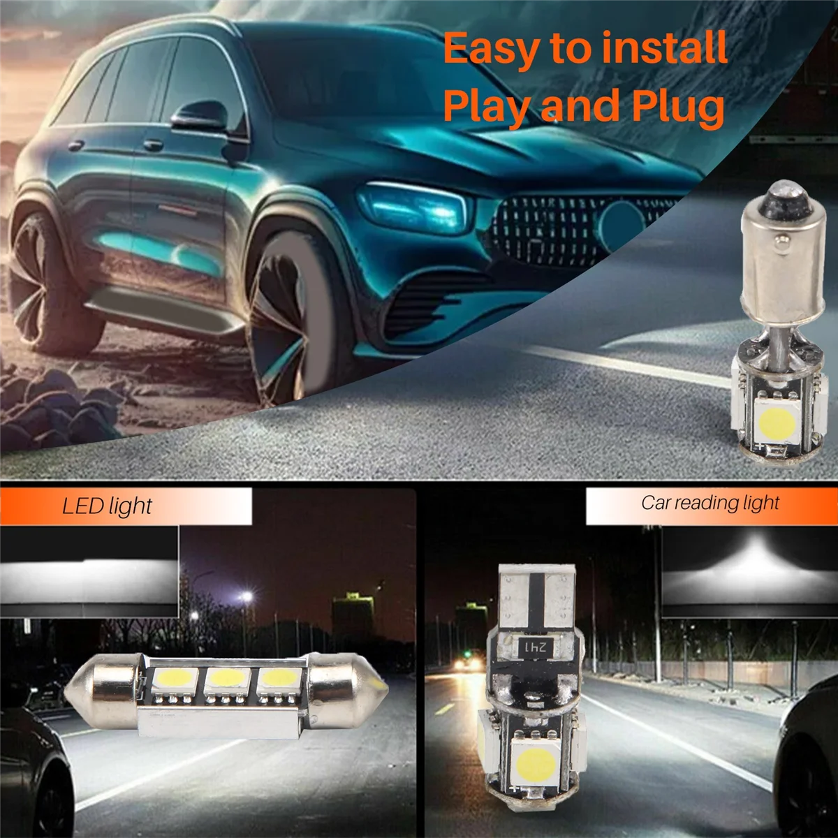 차량용 화이트 LED 조명 키트, 메르세데스 벤츠 E 클래스 W211 2002-2008, 27 개