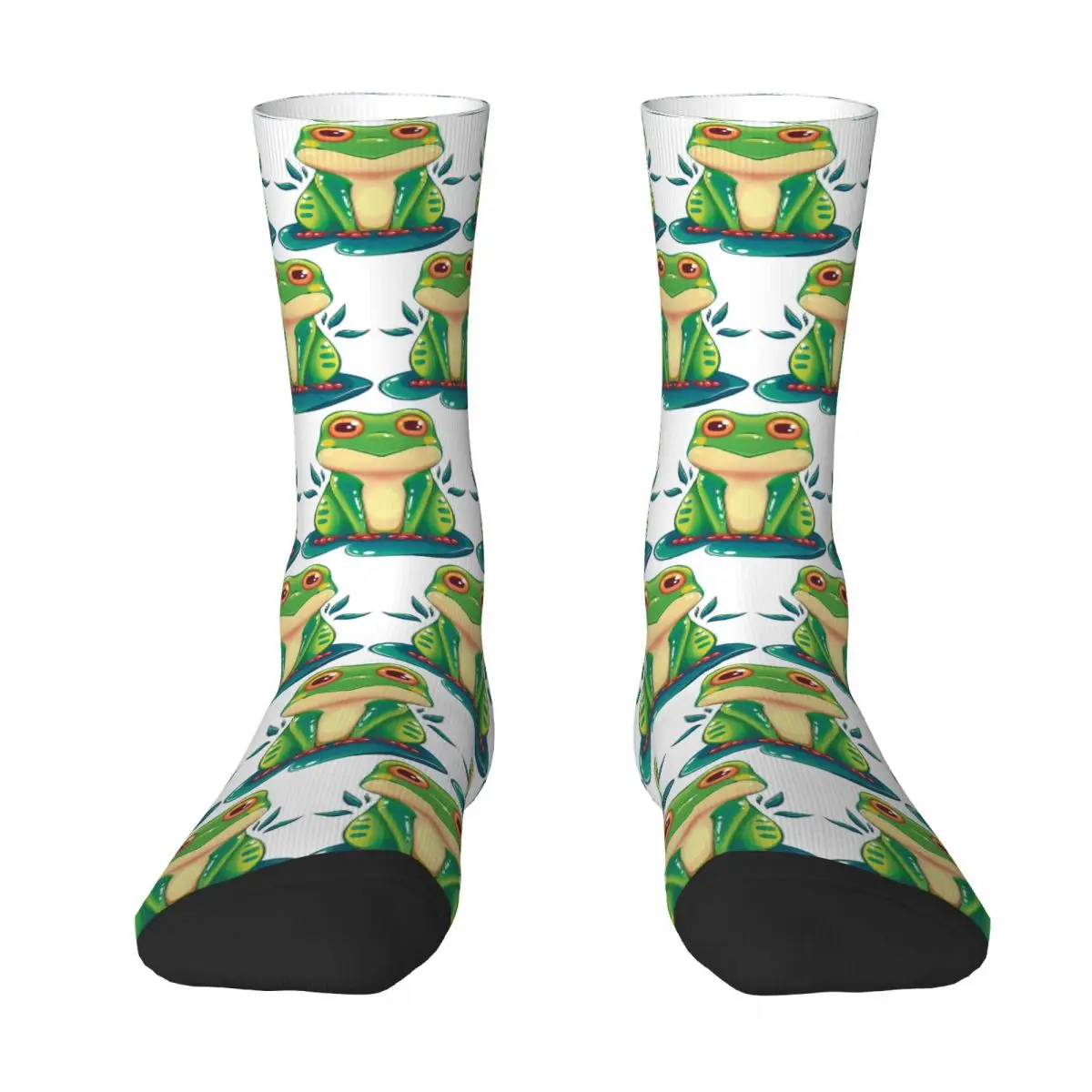 Water Lily Frog Socks Harajuku High Quality Stockings All Season Long Socks Accessories for Unisex Birthday Present