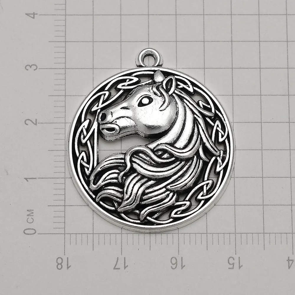 5pcs/Lot 30x33mm Silver Plated Horse Charms Animals Pendants For DIY Necklace Keychain Jewelry Making Supplies Accessories