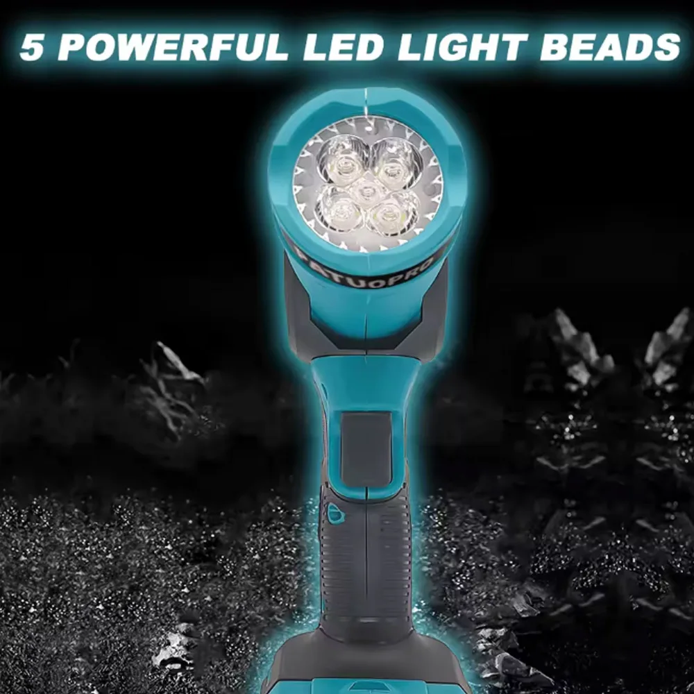 

✈️Cordless LED Light Foldable 5 Beads Spotlight Work Light Portable Lithium Battery Powered Flashlight Makita 18V