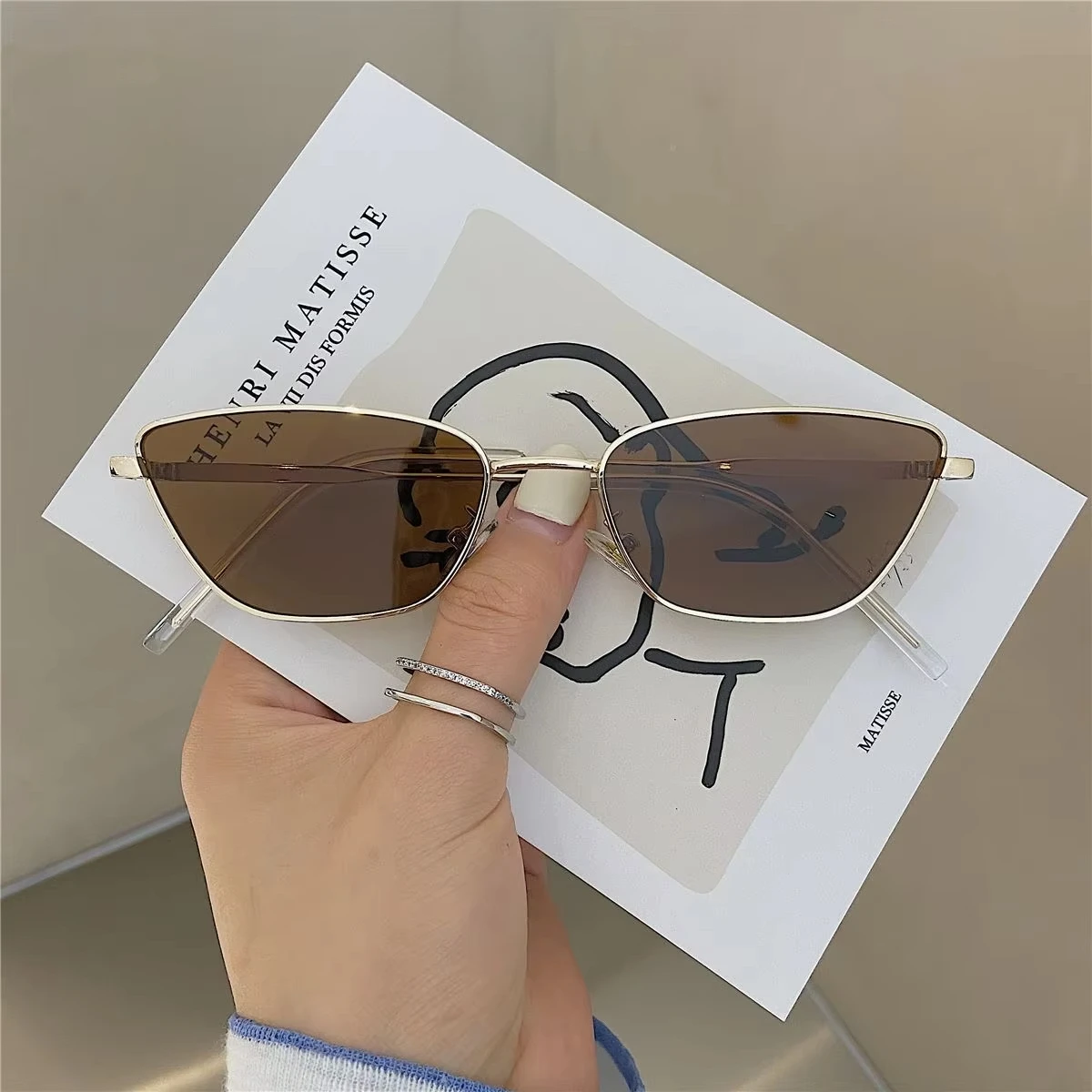 Fashion Cat Eye Sunglasses for Women Classic Anti-Reflective Vintage Square Metal Frame Sun Glasses Driving Eyewear UV400 Очки view 5