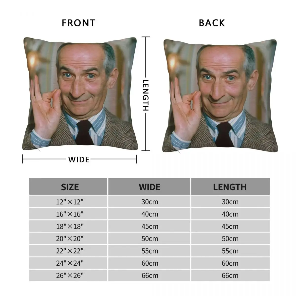 T Col Rond Louis De Funes Acteur Francais Comedie Cushion Cover Creative Print Pillow Case Polyester Pillowcase Home Decor