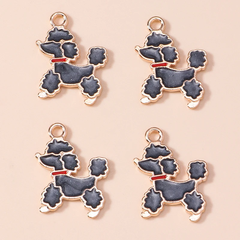 10pcs 15*20mm Cute Enamel Animal Pets Poodle Dog Charms for Earrings Necklaces DIY Handmade Jewelry Accessories