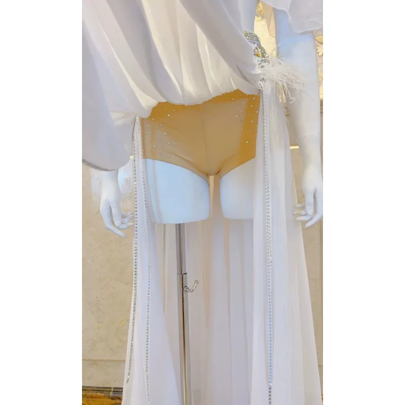 Vestido de dança moderno personalizado, novos trajes de dança do ventre, saia grande de balanço, conjunto de competição de performance, sutiã branco, saia ans