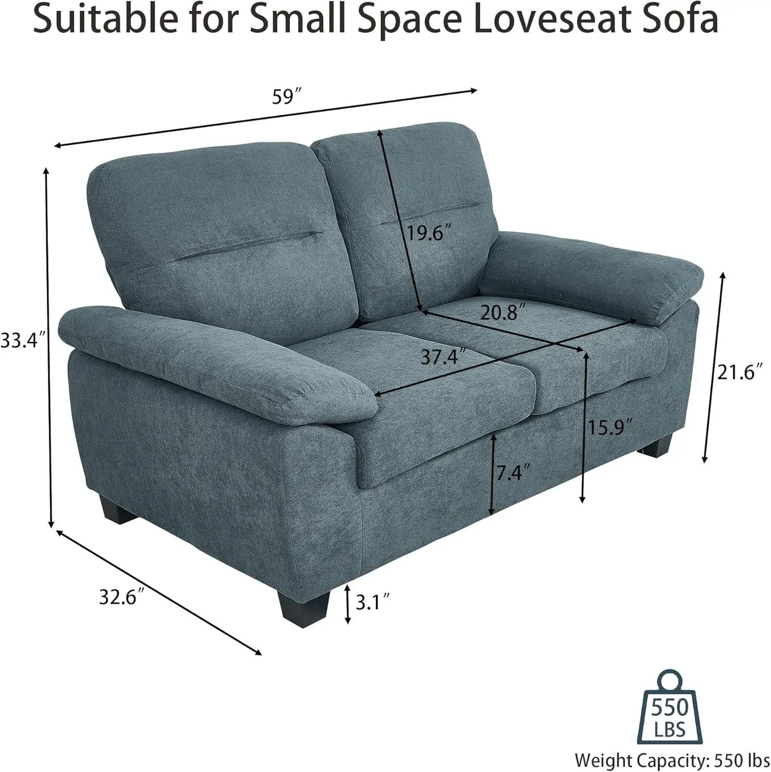 Loveseat Sofa, 59