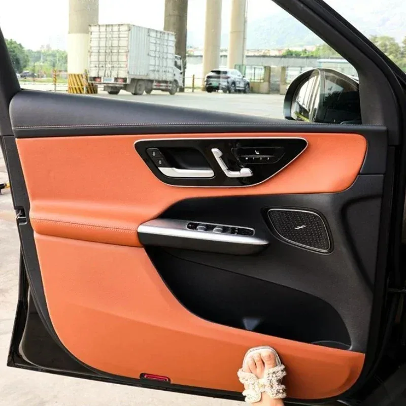 for-mercedes-benz-c-class-w206-2022-2026-leather-car-door-anti-kick-pritective-anti-dirty-pad-trim-interior-car-accessories