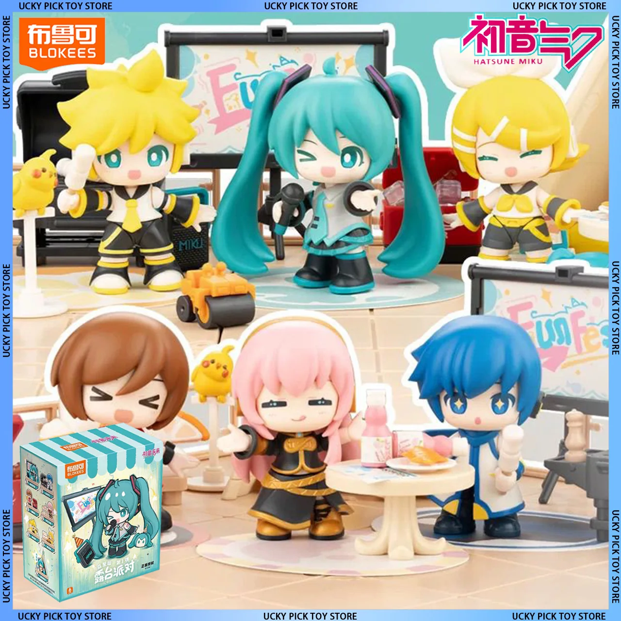 

Новые Blokees Hatsune Miku Terrace Party Series слепая коробка Miku Meika Kaito Rin Len фигурки собранные игрушки модель подарок
