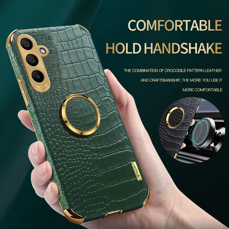 Crocodile Pattern PU Leather Phone Case for Samsung Galaxy A16 A14 A15 A12 A13 4G 5G Soft Cover Cases Shockproof Magnetic Holder
