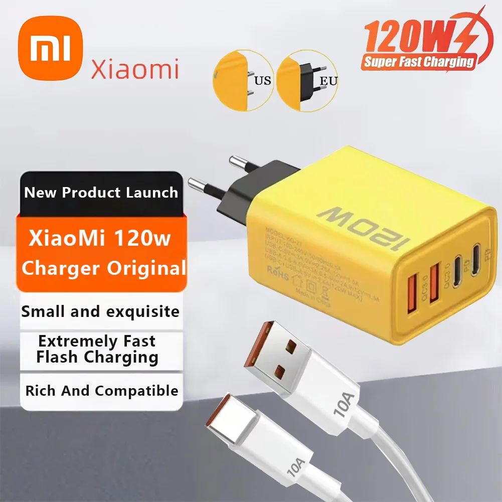 Genuine Xiaomi 12T Pro Charger 120W Fast Gan Turbo HyperCharge Adapter For Mi 13 12 11 Ultra 11T Pro X4 X5 Usb 6A Type C Cable