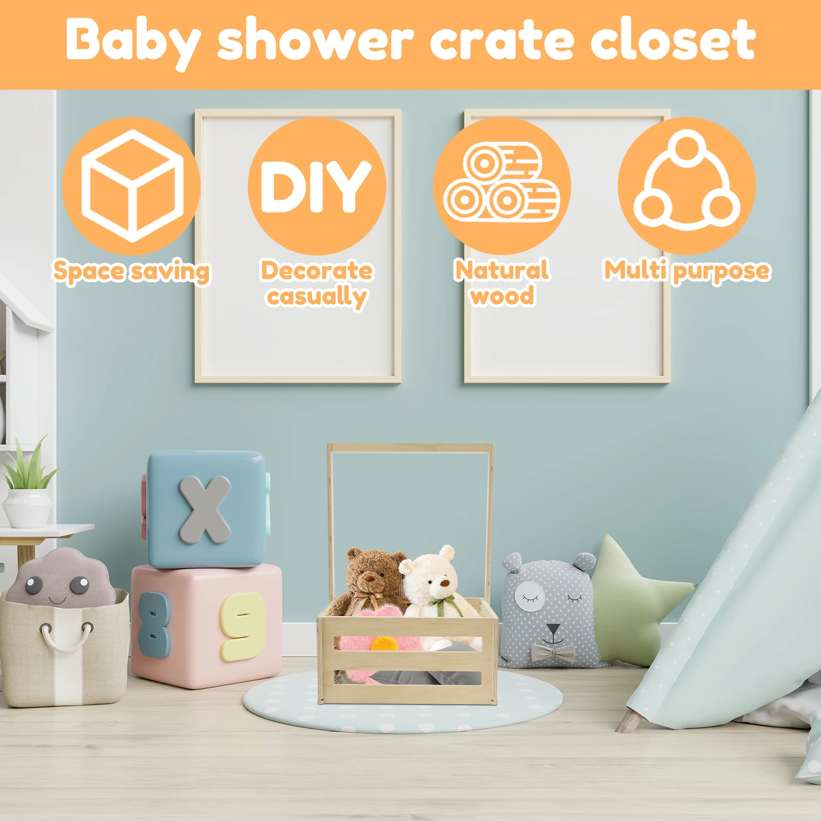 Baby Shower Storage Basket Wood Children Toy Clothing Storage Baskets Laundry Basket Sundries Home Organizer Storage Gift Basket