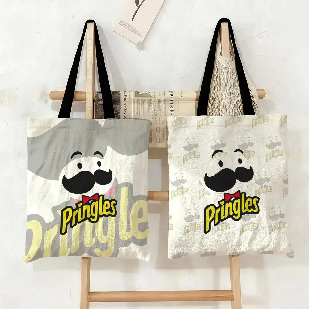 

Модные сумки для хранения P-Pringles, холщовая сумка большой вместимости для студенток, для хранения книг, большая сумка для мамы