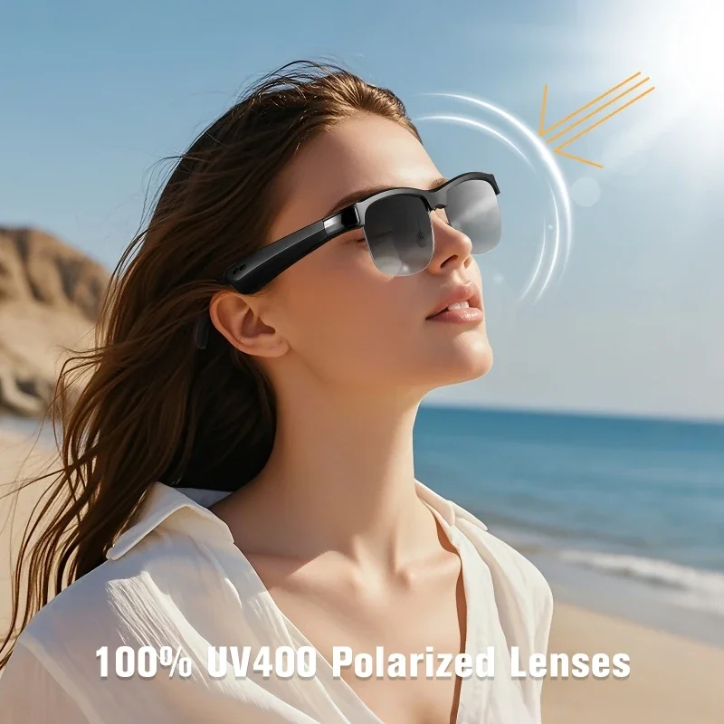 Smart Bluetooth Glasses Headset Intelligence Color-Changing Sunglasses UV Protection HD Call Voice Assistant Glasses for Travel