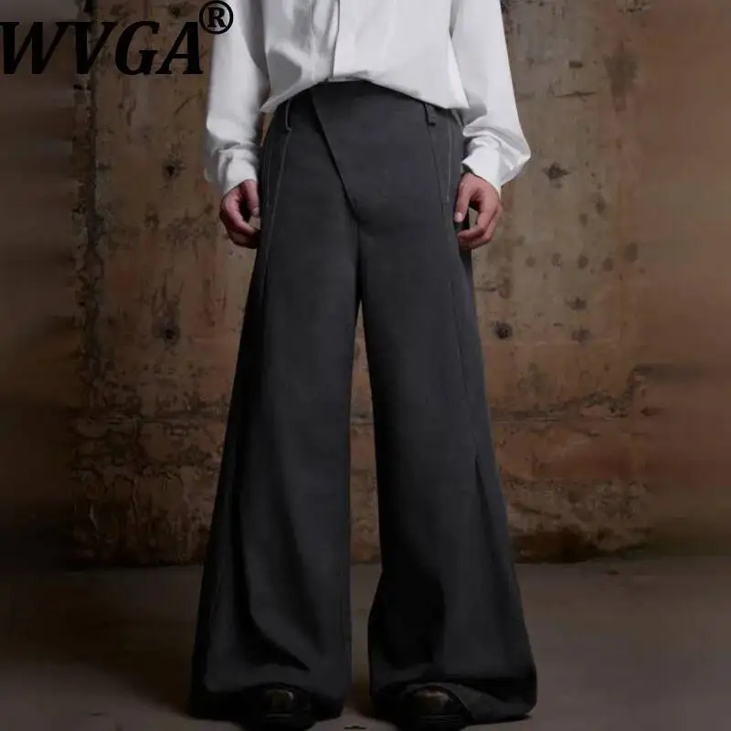 

WVGA весна осень новый мужской прилив диагональная планка мытье драпированные морщинистые прямые нишевые шикарные повседневные расклешенные брюки Ins W14599