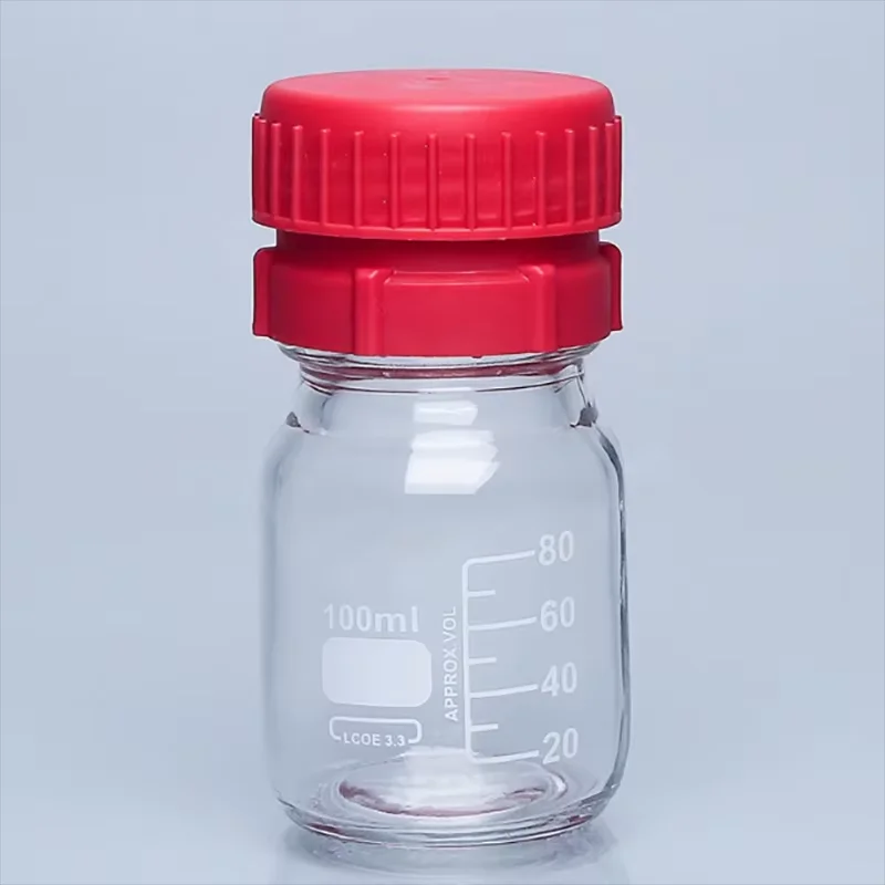 GL45 Butyl Lithium Bottle Transparent Glass Double-Layer Cap PP Polypropylene Sampling Bottle Headspace Reagent Bottle