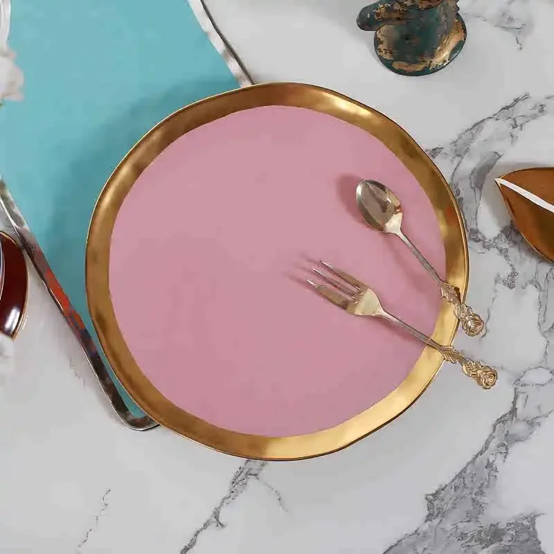 

Керамическая позолоченная тарелка в европейском стиле в стиле вестерн, клуб отеля, домашний интим, проживание в семье, тарелка с фруктами