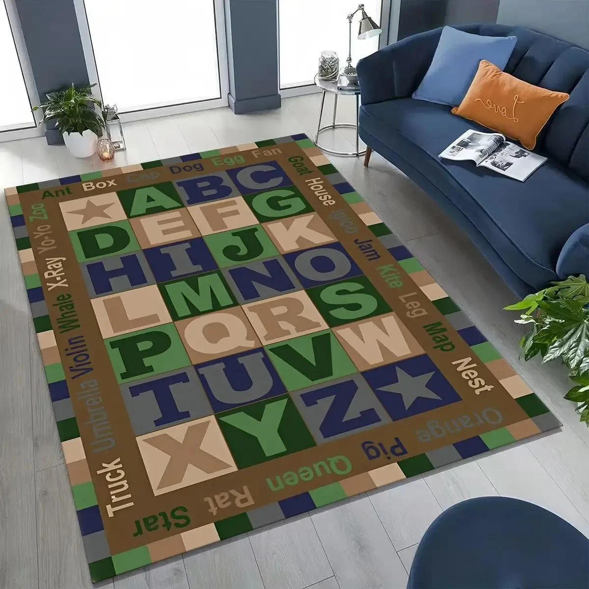 ABC Animal Alphabet Cartoon Early Educatio Kid Crawling Playroom Rug Carpet for Bedroom Living Room Sofa Doormat Decor,Non-slip