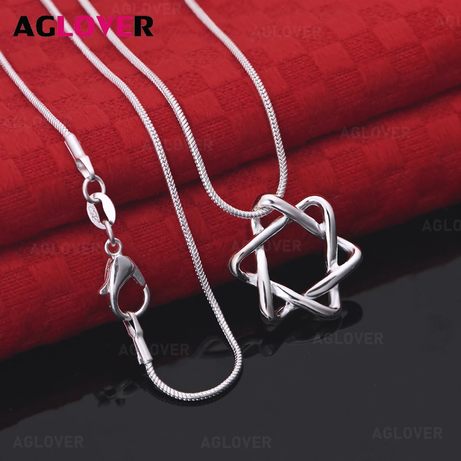 

AGLOVER 925 Sterling Silver Hexagram Pendant Necklace Fashion Commuter Personality Women's Gift Jewelry