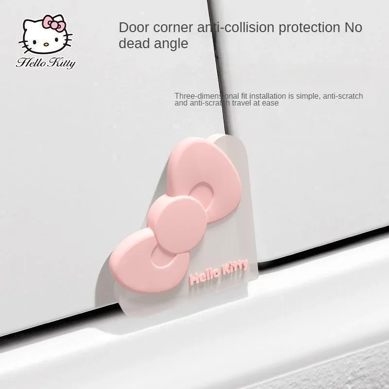 2PCS Cute Hello Kitty Kawaii Cartoon Anime Car Interior Decoration Car Door Anti-Collision Strip Silica Gel Anti-Scratch Gift