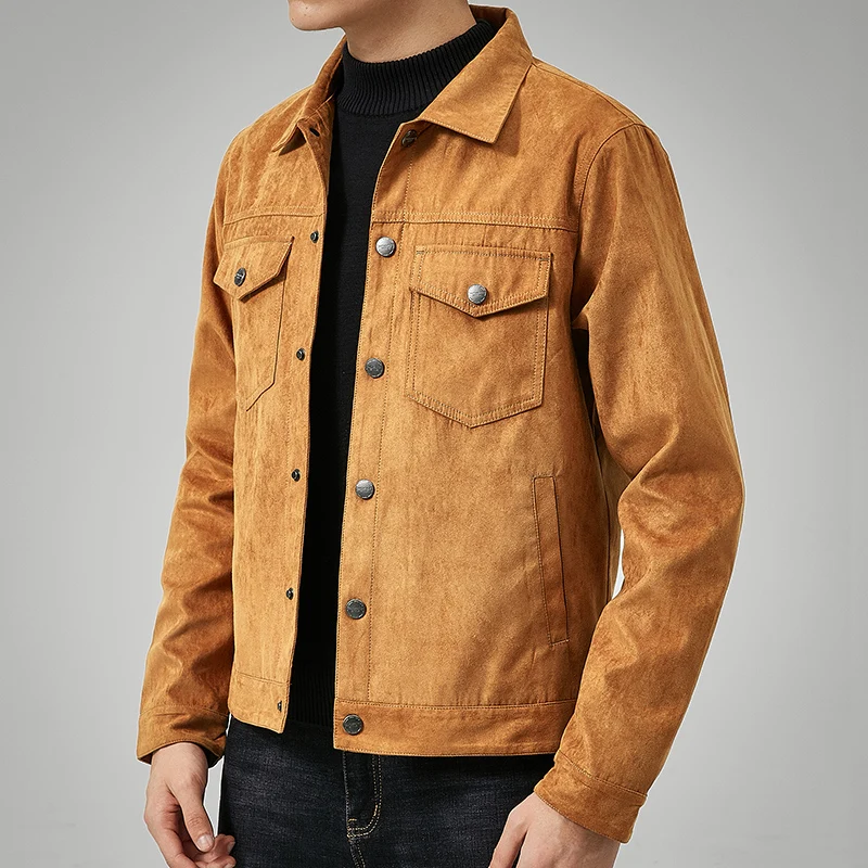 

Однотонная универсальная повседневная спортивная удобная водонепроницаемая куртка для кемпинга, модная замшевая мужская куртка, повседневная, простая, свободного кроя