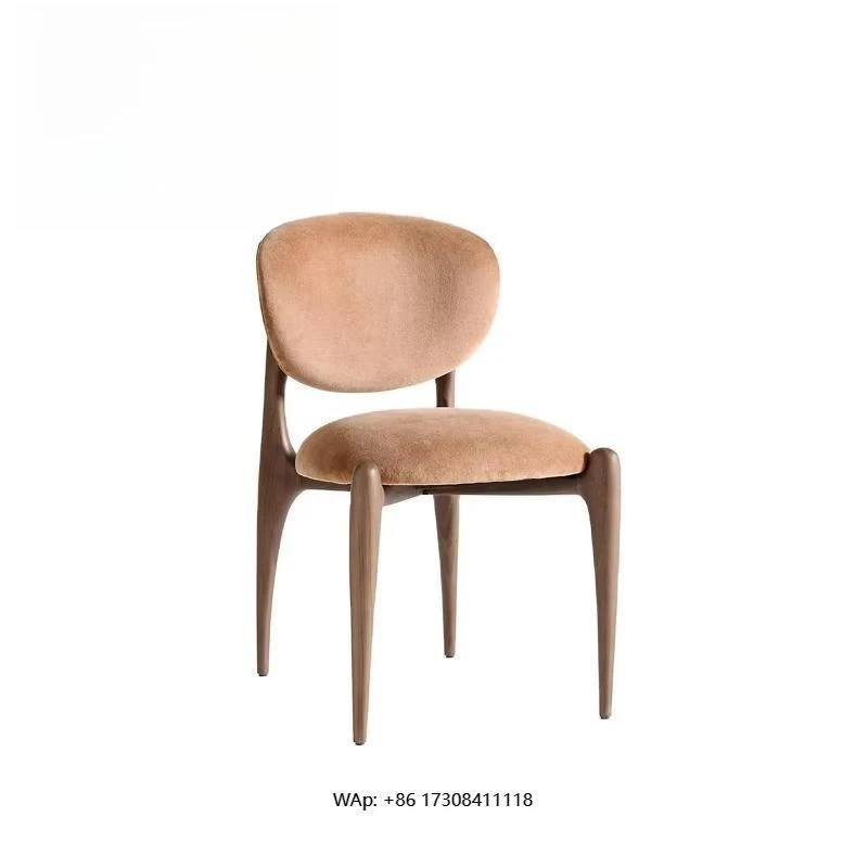 Contemporary Solid Wood Kitchen Coffee Shop Brown Velvet Dining Chairs With Backrest Designer Fabric For Home Living Room Hotel