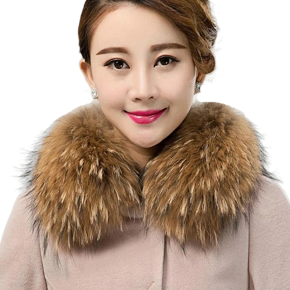 

ZDFURS *Women's real fur collar raccoon square collar scarf shawl winter collar Scarves