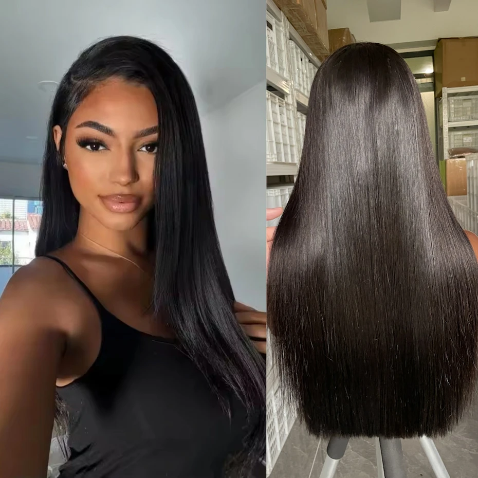 22 24 Inch 13x4 Lace Frontal Bob Wig Square Cut Black Bone Straight 5x5 Ready to Go Glueless Wigs 100% Human Hair Raw Vietnamese