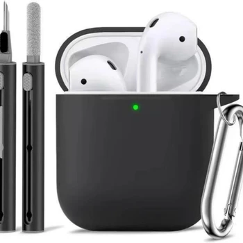 غطاء حافظة Airpods 2&1 مع مجموعة منظف، حافظة واقية من السيليكون الناعم لأجهزة Apple AirPods 2nd/1st Generation مع Ke