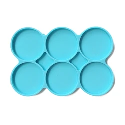 DIY 6-Cavity Silicone Large Round Molds 6 Pack Circle Disc Resin Coaster Mould Jewelry Casting Necklace Pendant Keychain Charms