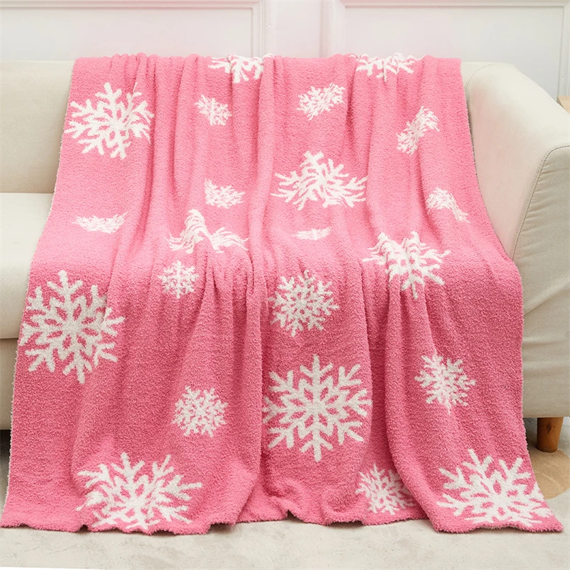 Knitted Jacquard Class A Half-side Velvet American Christmas Snowflake Blanket Skin-friendly Soft Sofa Decorative Blanket