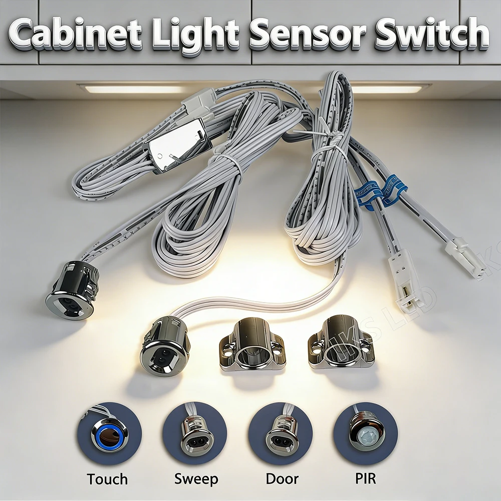 Door Control Masking Type Sensor Mini Touch Sensor LED Lamp Sensing Switch DC 12-24V 5A Cabinets DuPont Connector Cable