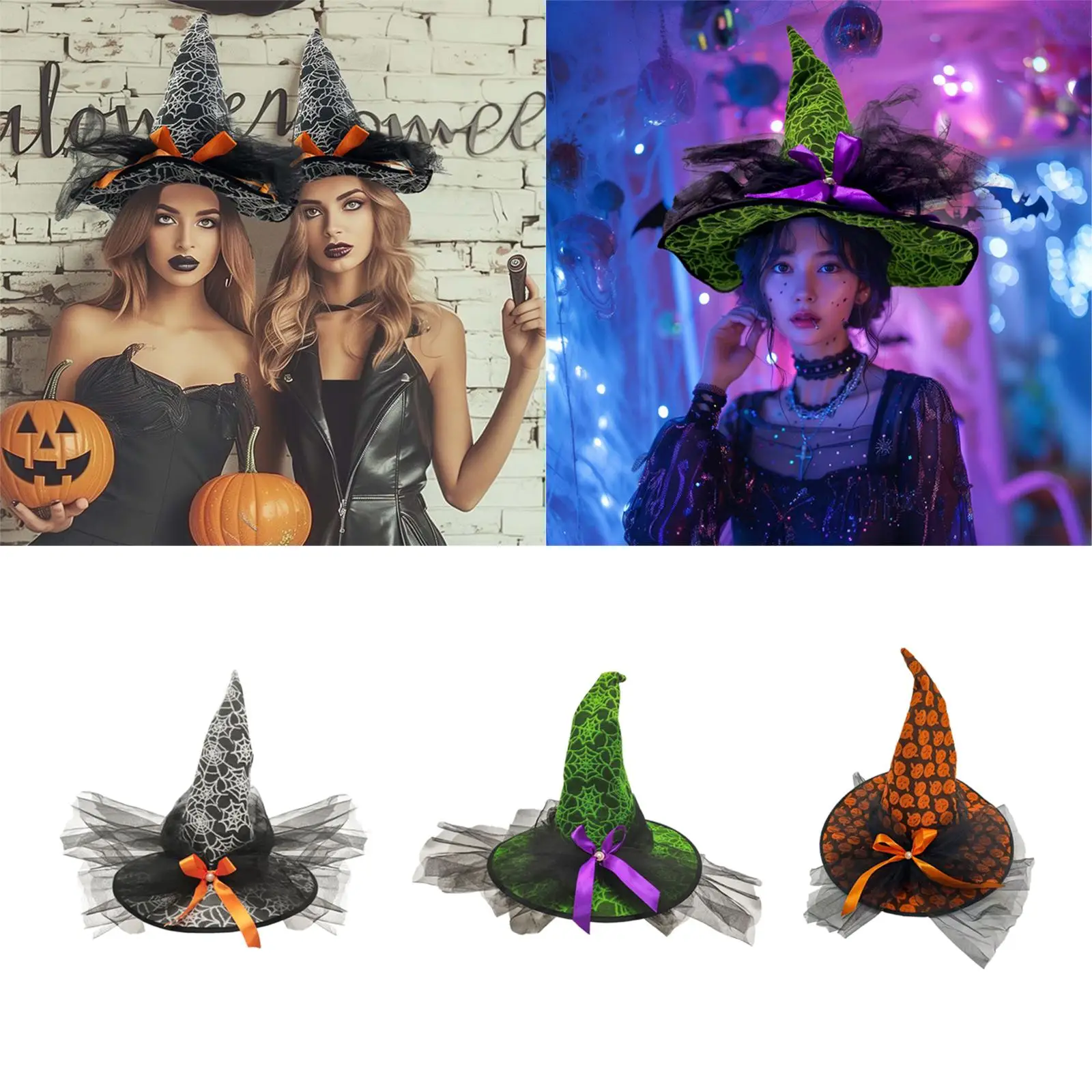 Halloween heksenhoed modern voor volwassenen puntige pet voor maskerade carnaval vakantie