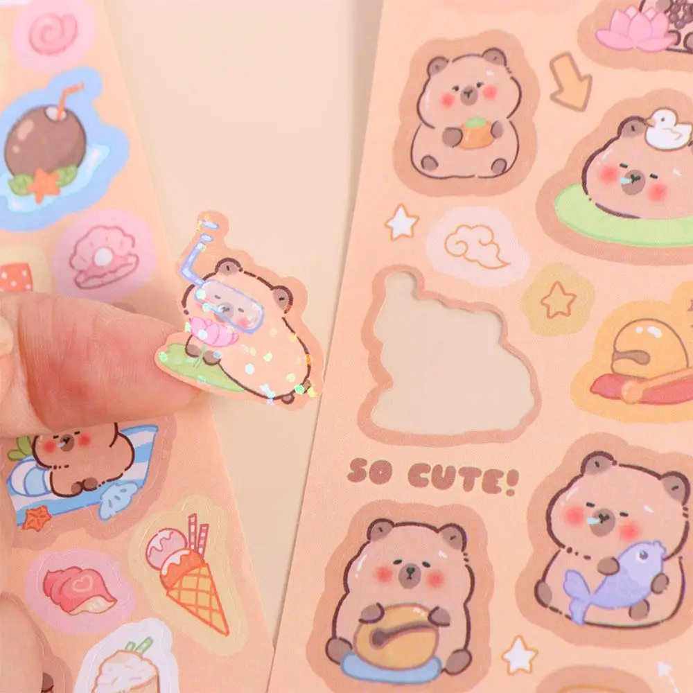 10Sheets School Supplies Capybara Stickers Capybara Scrapbooking Capybara Decoration Sticker DIY Decorative Animal