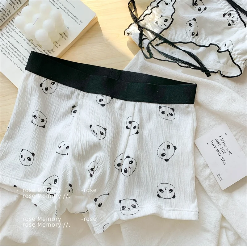 Cute Couple Underwear Women Men\'s Boxers Panties Sexy Bandage Female Briefs Kawaii Panda Elastic Underpants Boy Girls Lovers