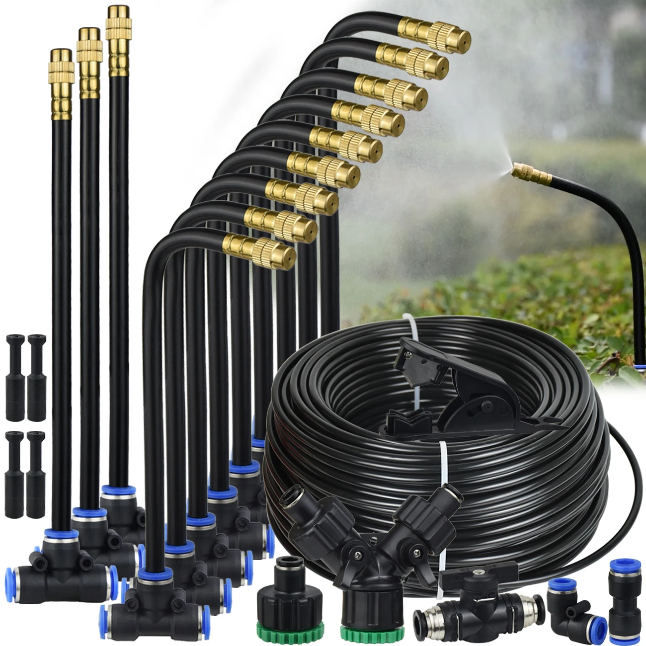 

5M-30M Patio Garden 5/8mm PE Hose Misting Cooling System DIY Plant Fogging Watering Irrigation Bendable Universal Sprayer Kit