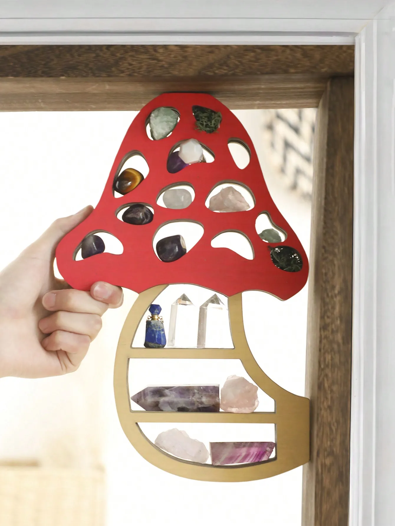 

1pc Wooden Mushroom Shelf Floating Bathroom Shelves Crysta Shelf Mushroom Wall Decor Shelves Floating Wall Shelf Home Decoration