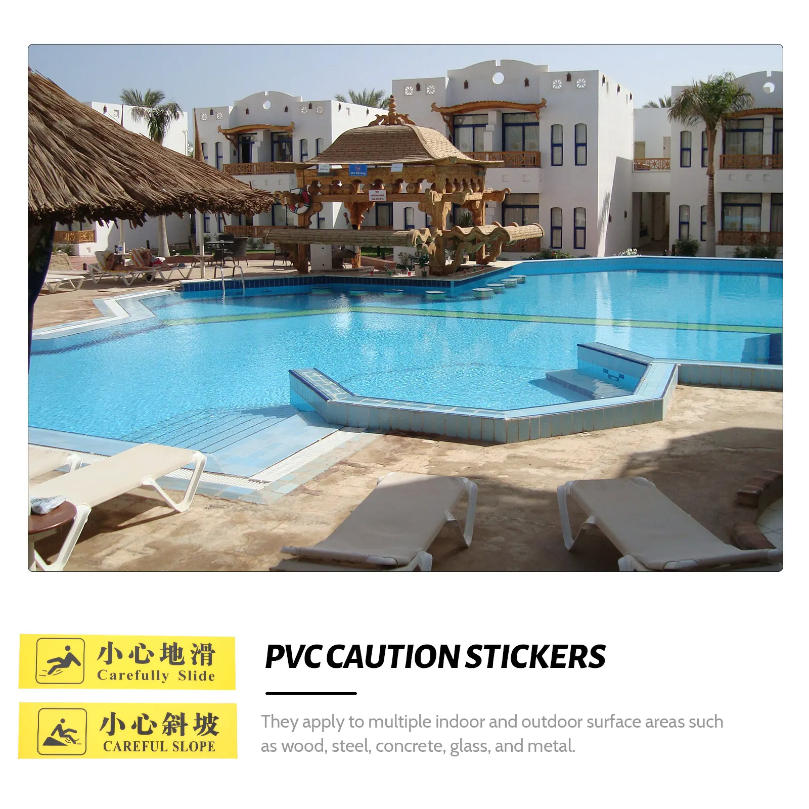 

4 Pcs Floor Sliding Tips Safety Reflective Stickers Signs Outdoor Reminding Warning Slippery Caution Work